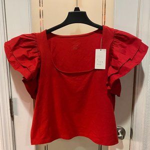 A New Day - Double Ruffle Sleeve, Fun Flirty Shirt, Very Soft & Comfortable